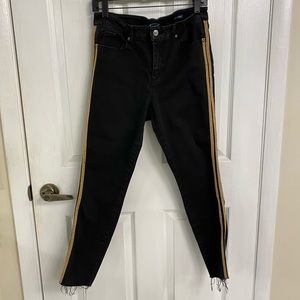 Black Scoop Glitter Side Stripe Skinny Ankle Jeans